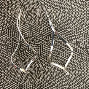 Sterling Silver 3'' Wave Earrings